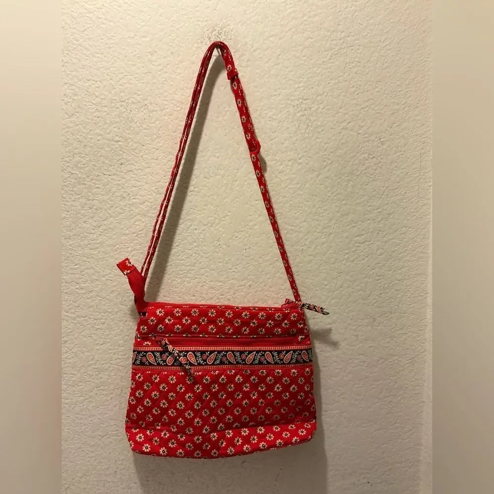 NWOT Vera Bradley Red Paisley Quilted Crossbody Bag